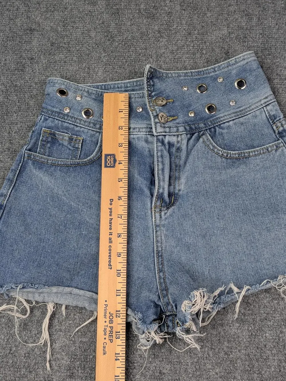 Wallflower Shorts Womens M Blue Denim High Rise Cutoff Rhinestone Studded